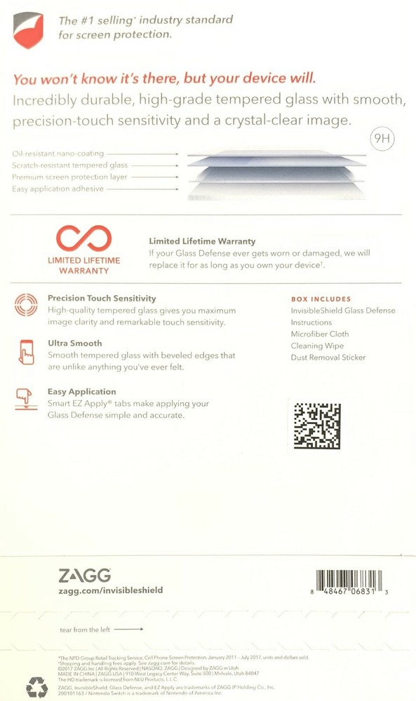 ZAGG Glass Screen Protector + 2 Joy Con Straps for Nintendo Switch Bundle