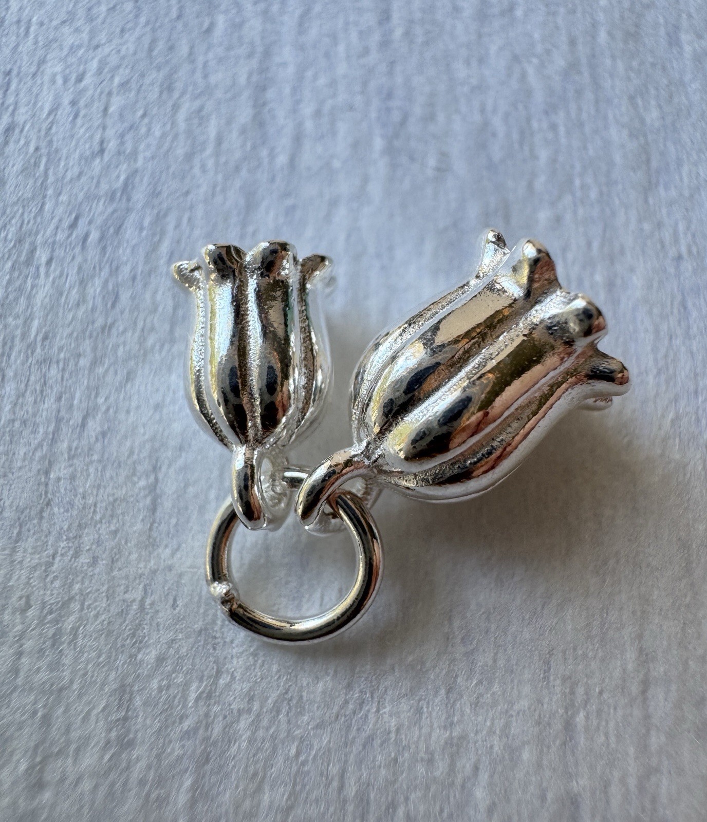 Sterling Silver Lily Of The Valley 925 Set Of 2 Charms 3D Bracelet Stamped New