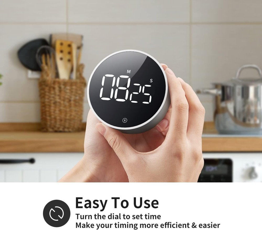 Digital Kitchen Timer - Magnetic Countdown Countup Timer with Large LED Displ...
