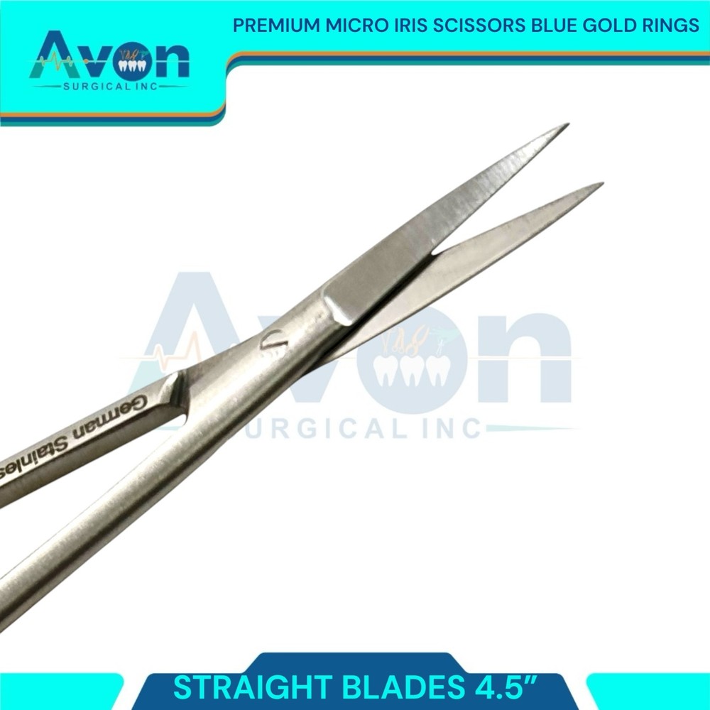 Straight-Tiped Multi-Color Iris Scissors 4.5" Gold/Blue Handle - Sharp - 1pc