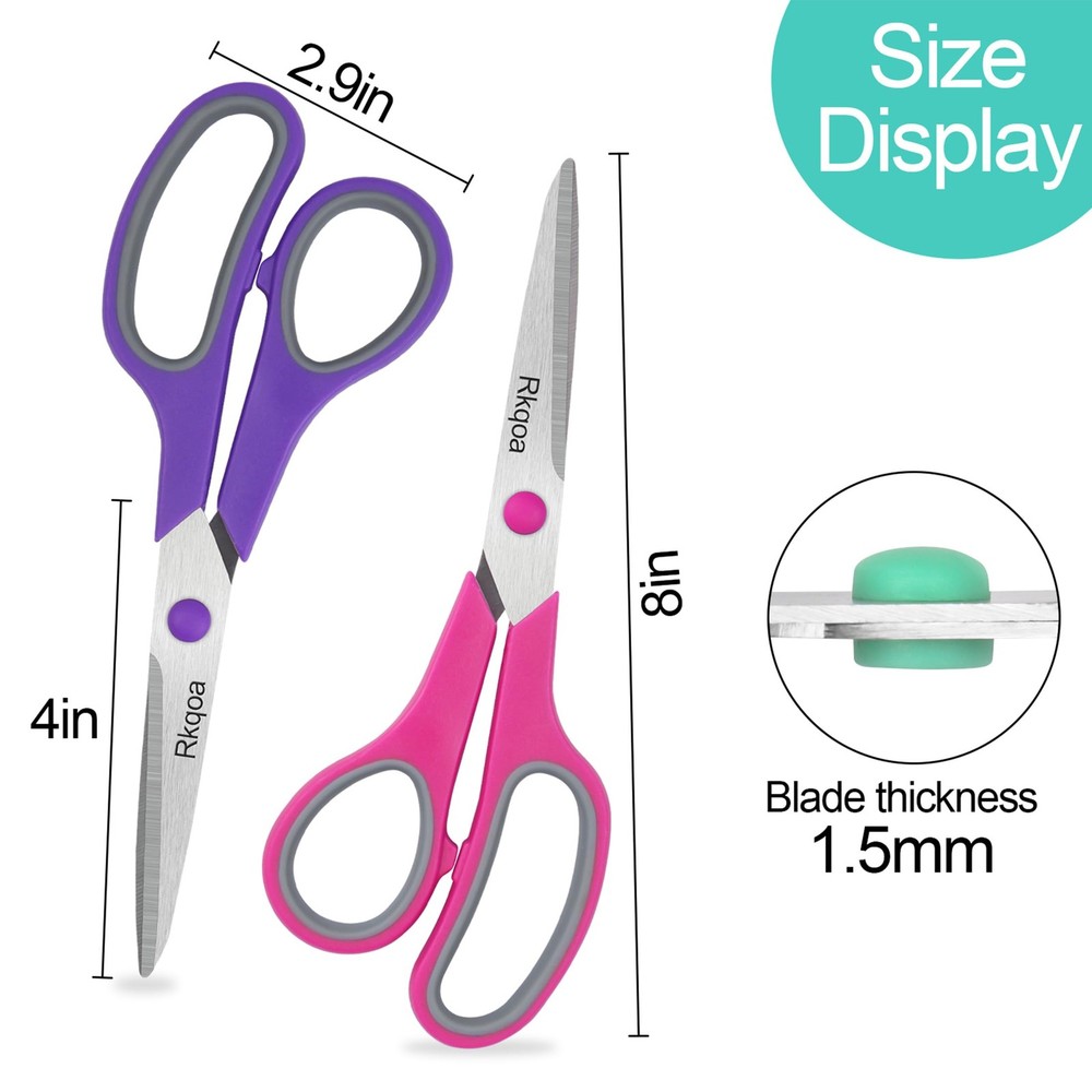 24 Pack 8 inch Black Scissors Bulk All Purpose Sharp Shears for Office