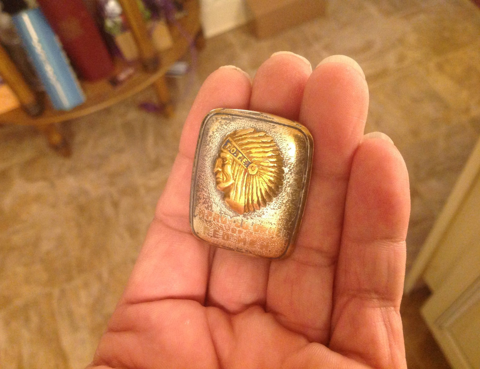 Indian Headdress TOTE Improved Order of Red Men RARE Hickok Belt Buckle BRONZE