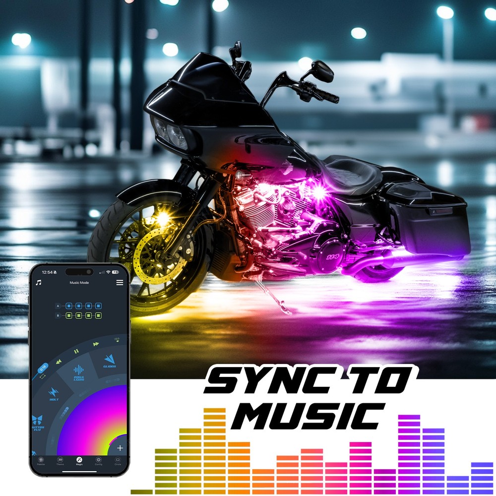 XKmax LED Motorcycle Accent Light Kit (Standard Engine + Underglow Kit)