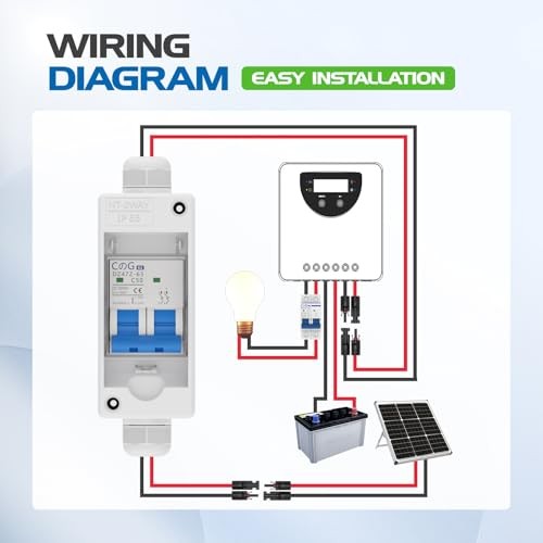 Solar Panel Disconnect Switch, 50 Amp DC 1000V Breaker Box PV DC1000V 50A