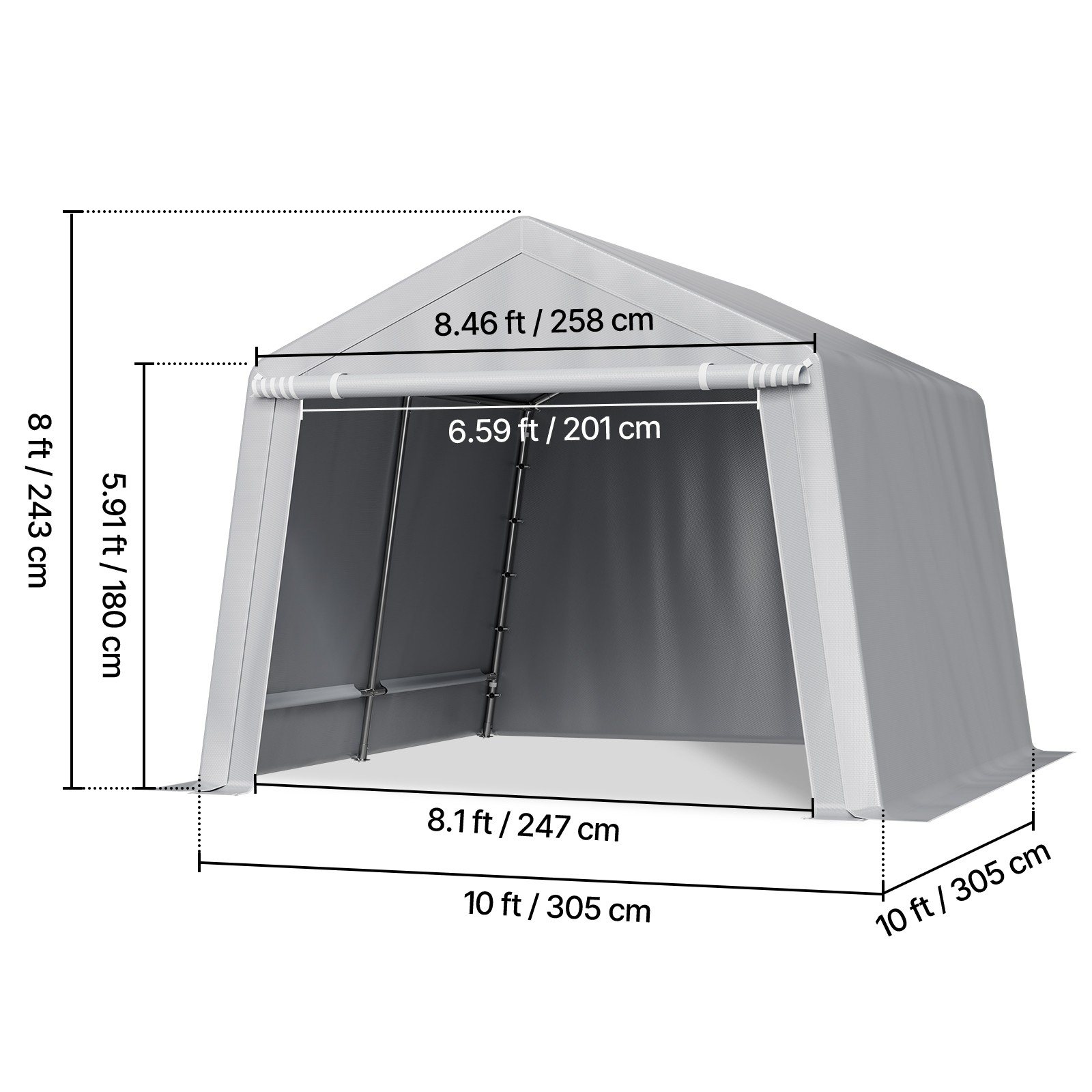 10x10 ft Outdoor Storage Shelter Shed Waterproof Carport Tent