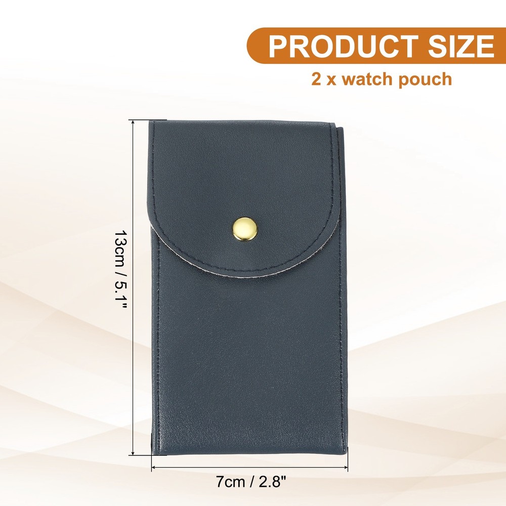 2 Pcs Leather Watch Pouch, Portable Watch Case, Blue