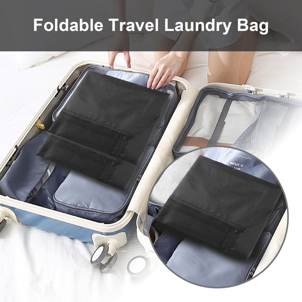 Portable Laundry Bag Backpack, Large Capacity With Shoulder Straps, Black