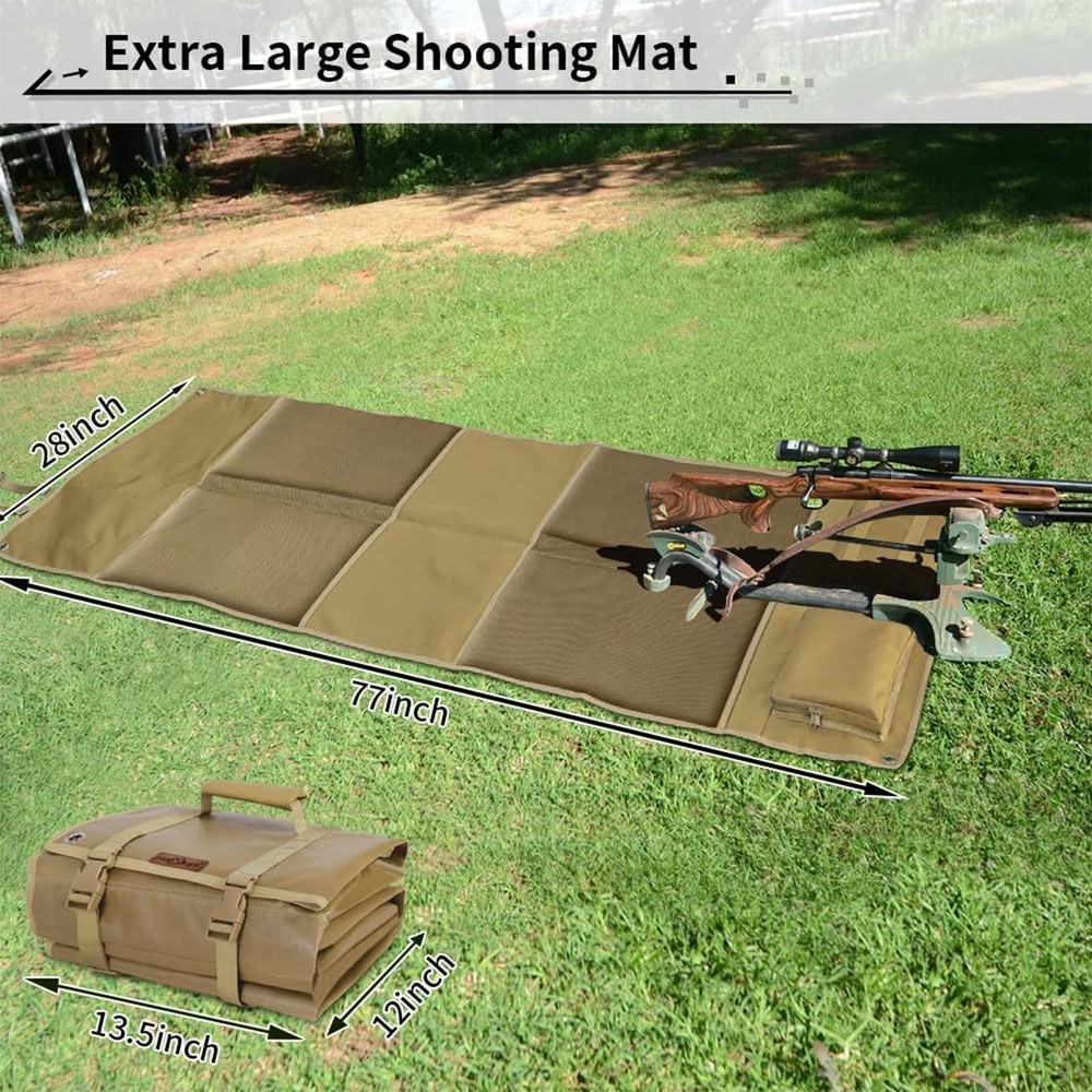 Shooting Mat Prone Padded - Extra Large, Waterproof, Roll-Up for Range