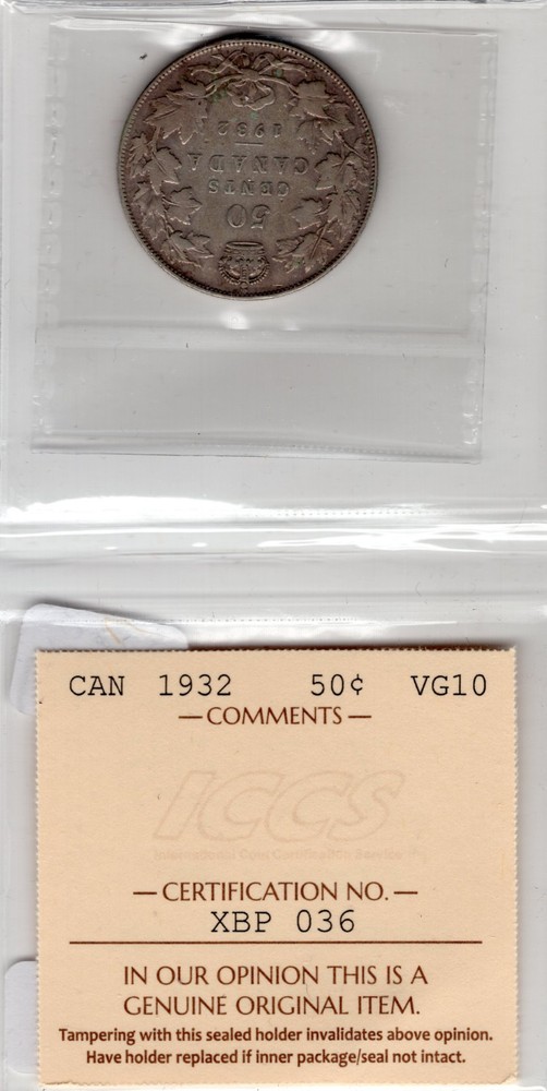 CAN 1932 50 cent VG10
