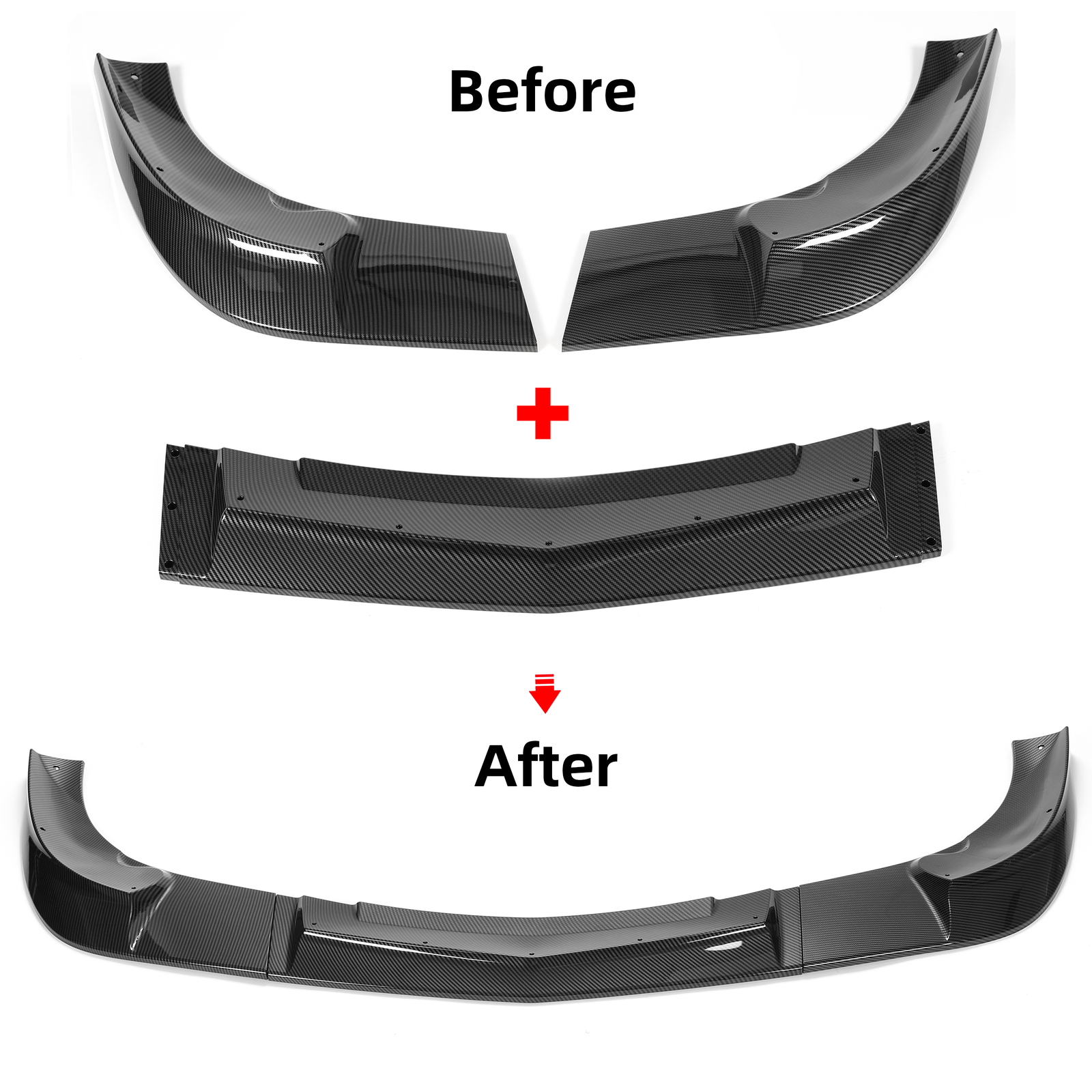 HECASA For 05-13 Corvette C6 Base Front Lip Splitter ZR1 Style Carbon Fiber Look