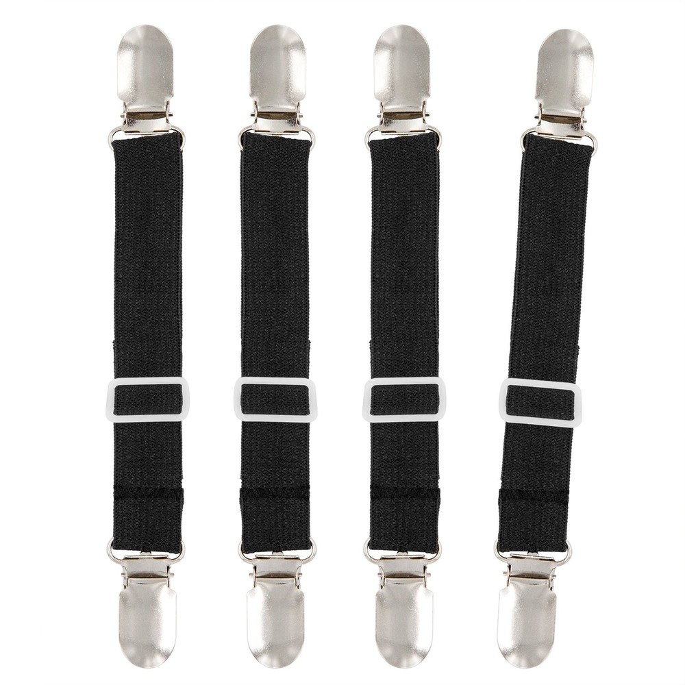 4Pcs Adjustable Bed Sheet Fasteners Suspenders, Elastic Sheet Band Straps Cli...