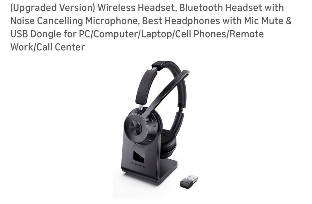 (Upgraded Version) Wireless Headset, Bluetooth Headset with Noise Cancelling ...