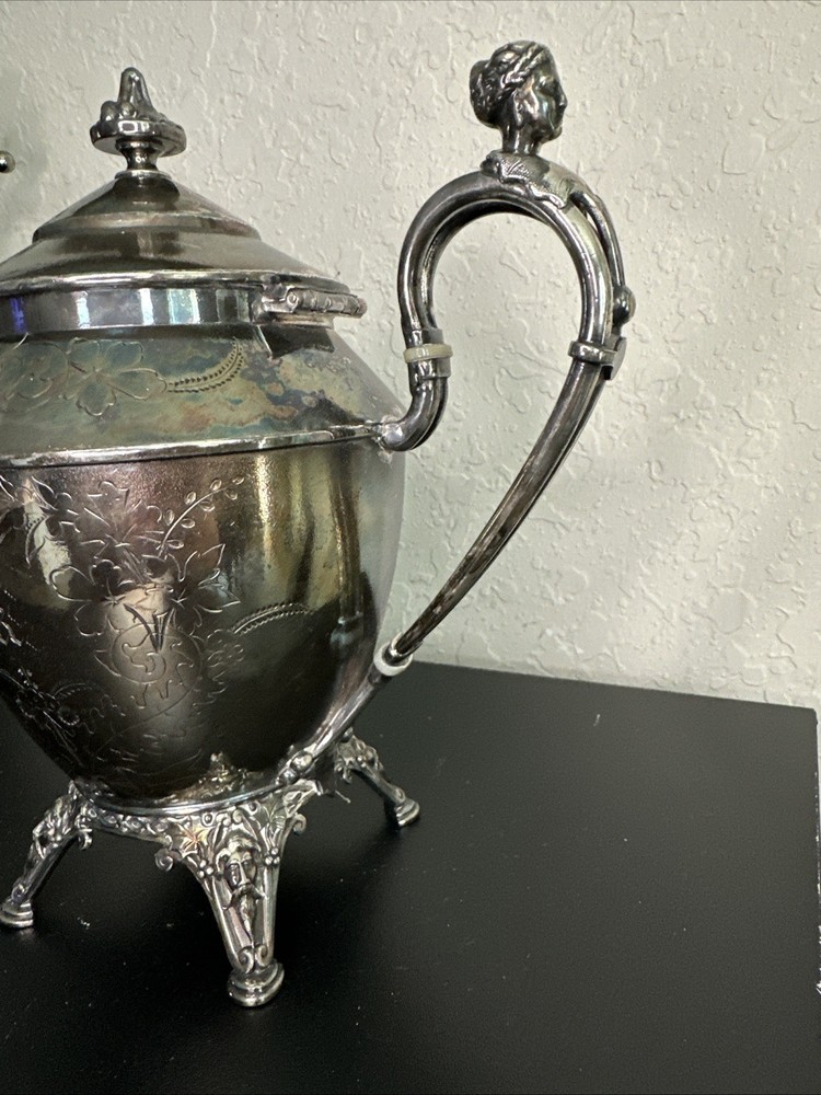 ROGERS SMITH CONNECTICUT 1887 SILVER-PLATE TEAPOT Server Antique Victorian