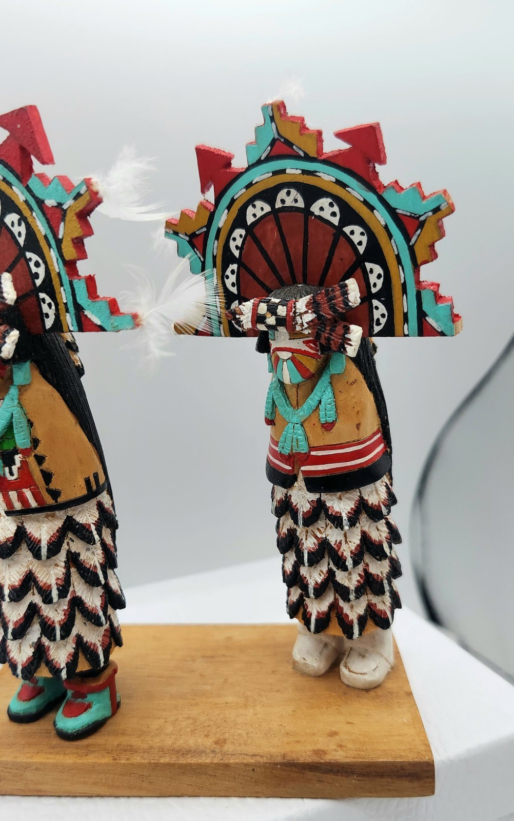 Vtg Wood Native American Hopi Salako Taka & Mana Kachina Figures M. Poseyesva Jr