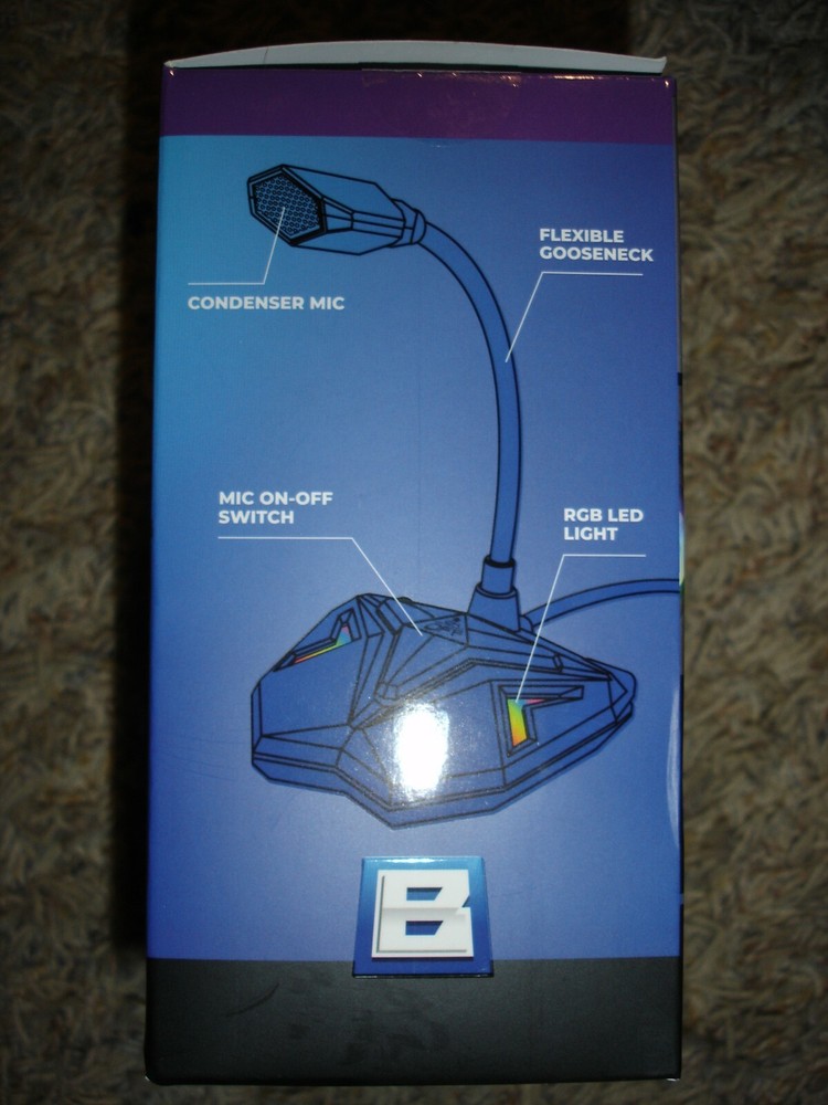 Bugha LED Light up gaming universal Mic Xbox PS4 PC adjustable microphone