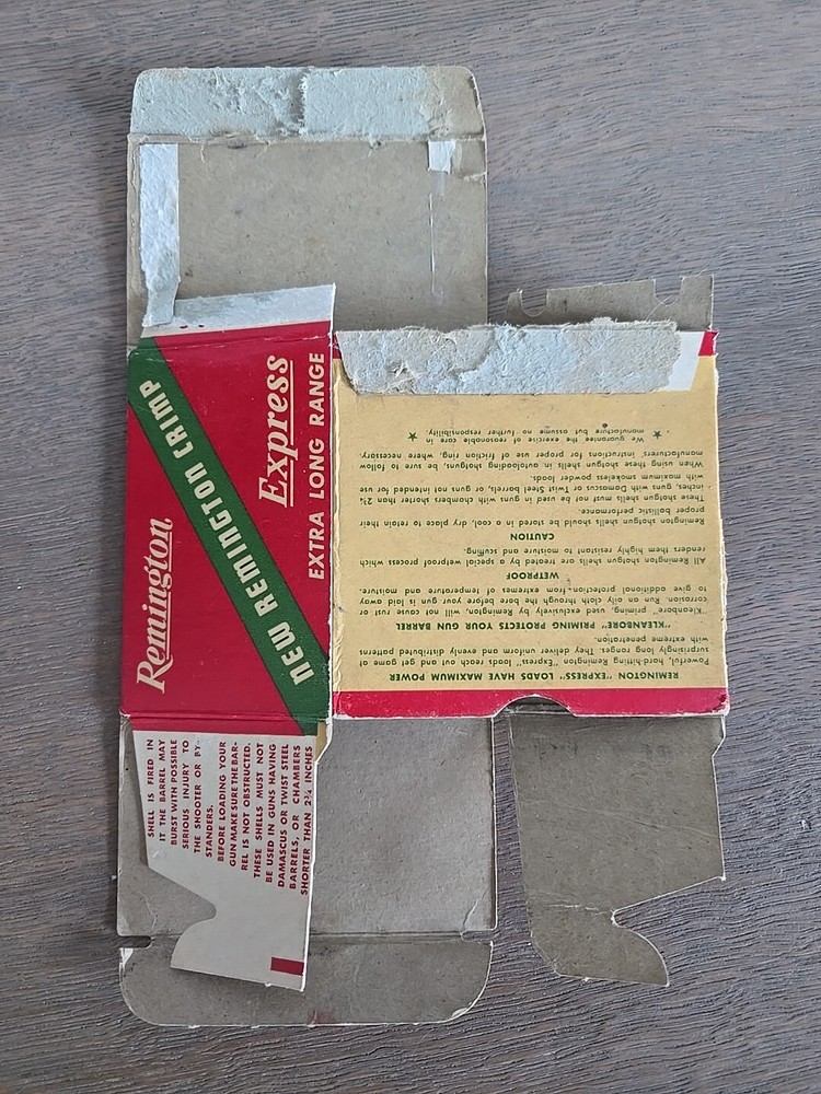 VTG Remington Express Extra Long Range 12GA Shells Empty Ammo Box Ships Flat