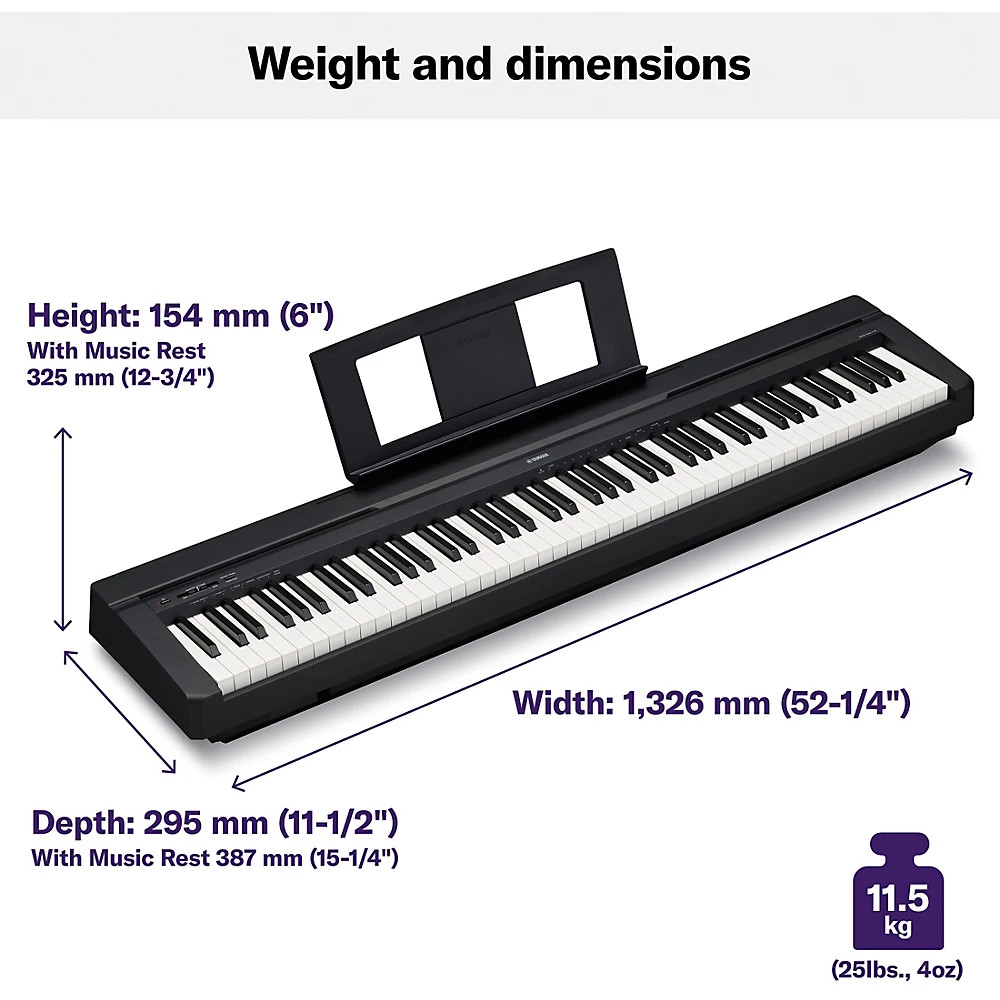 Yamaha P-45 88-Key Weighted Action Digital Piano Black