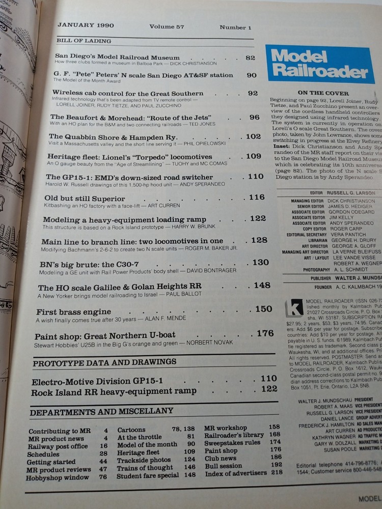 Model Railroader Magazine (January, 1990)