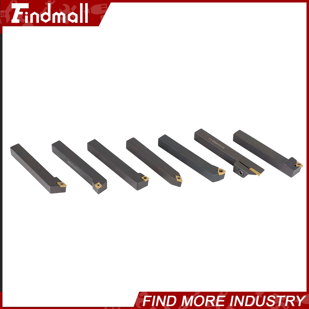 7Pcs 1/2" Lathe Tool Bit Thread Insert+Holder Set Carbide Indexable Turning Tool
