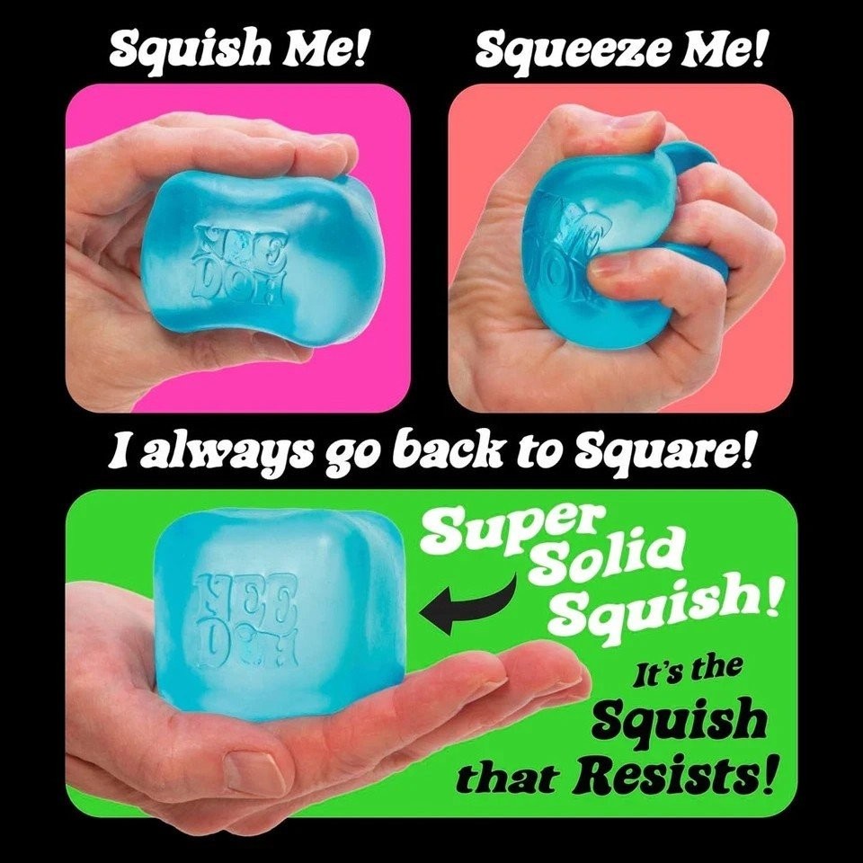 Nee Doh Nice Cube - Super Solid Squish,1-Pink, 1-Blue, 1-Purple. Fast Ship