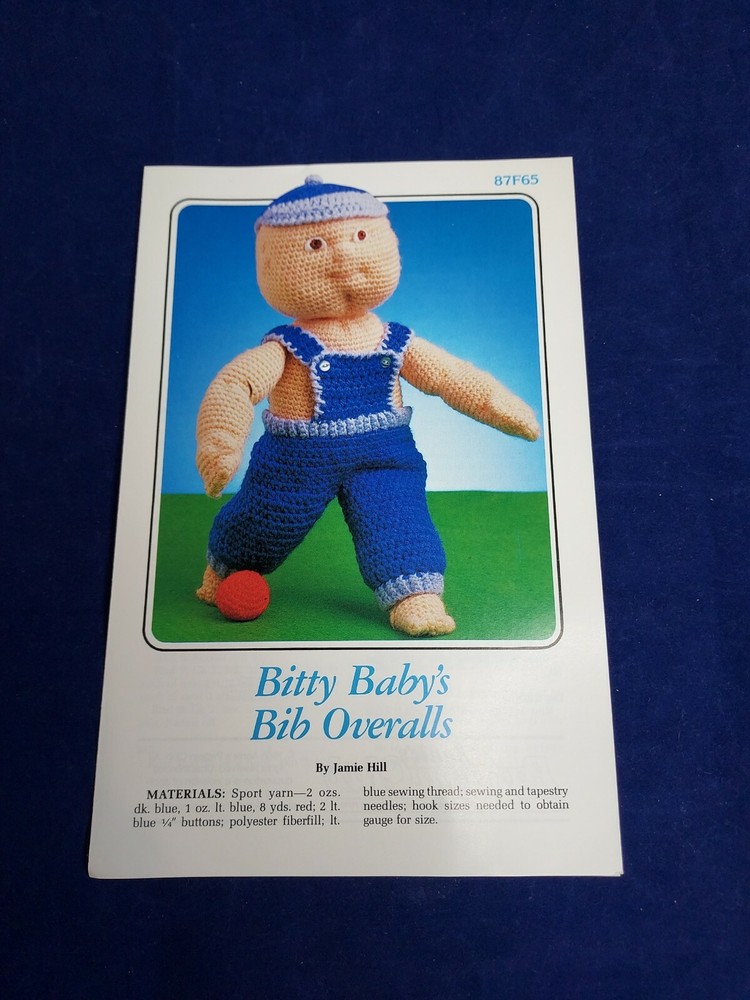 ANNIE'S ATTIC PATTERN BITTY BABY'S BIB OVERALLS 87F65