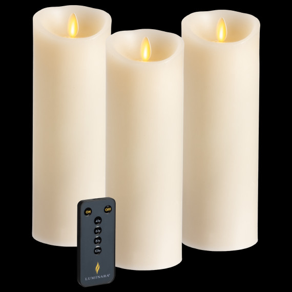 Luminara 3-Piece Flameless 8.5" Pillar Candle Set with Remote