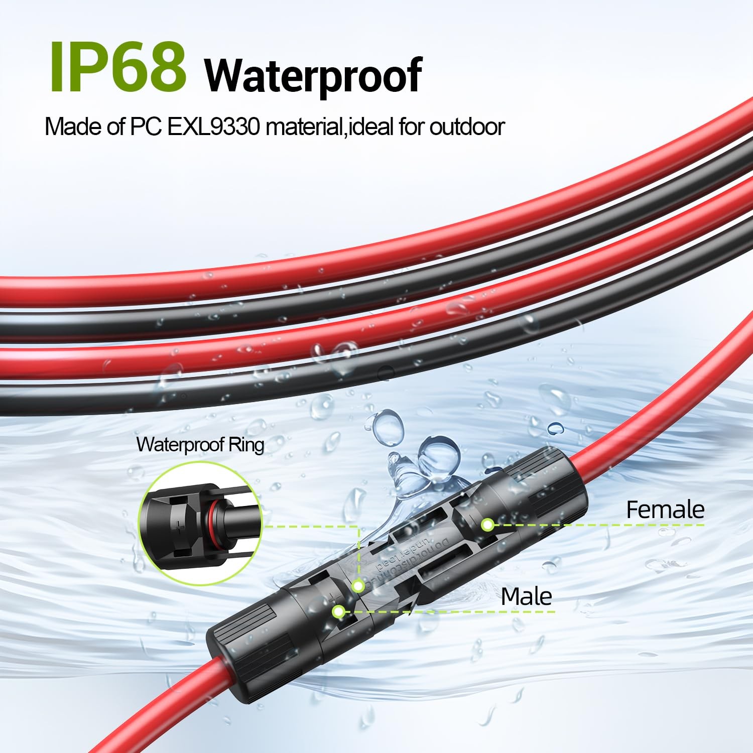 Aimou 20Feet 10AWG Solar Extension Cable, 10 Gauge Panel 10AWG, 20FT