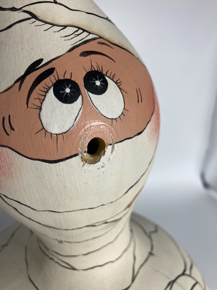 Halloween Painted Gourd Mummy Adorable Missing Nose