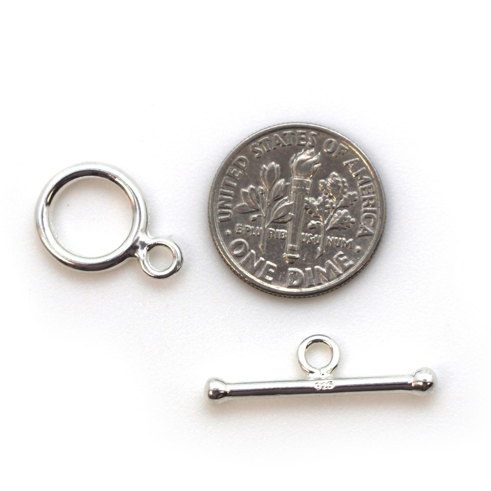 Sterling Silver Simple Tiny Circle Toggle Clasp (Sold Per 1 Set)