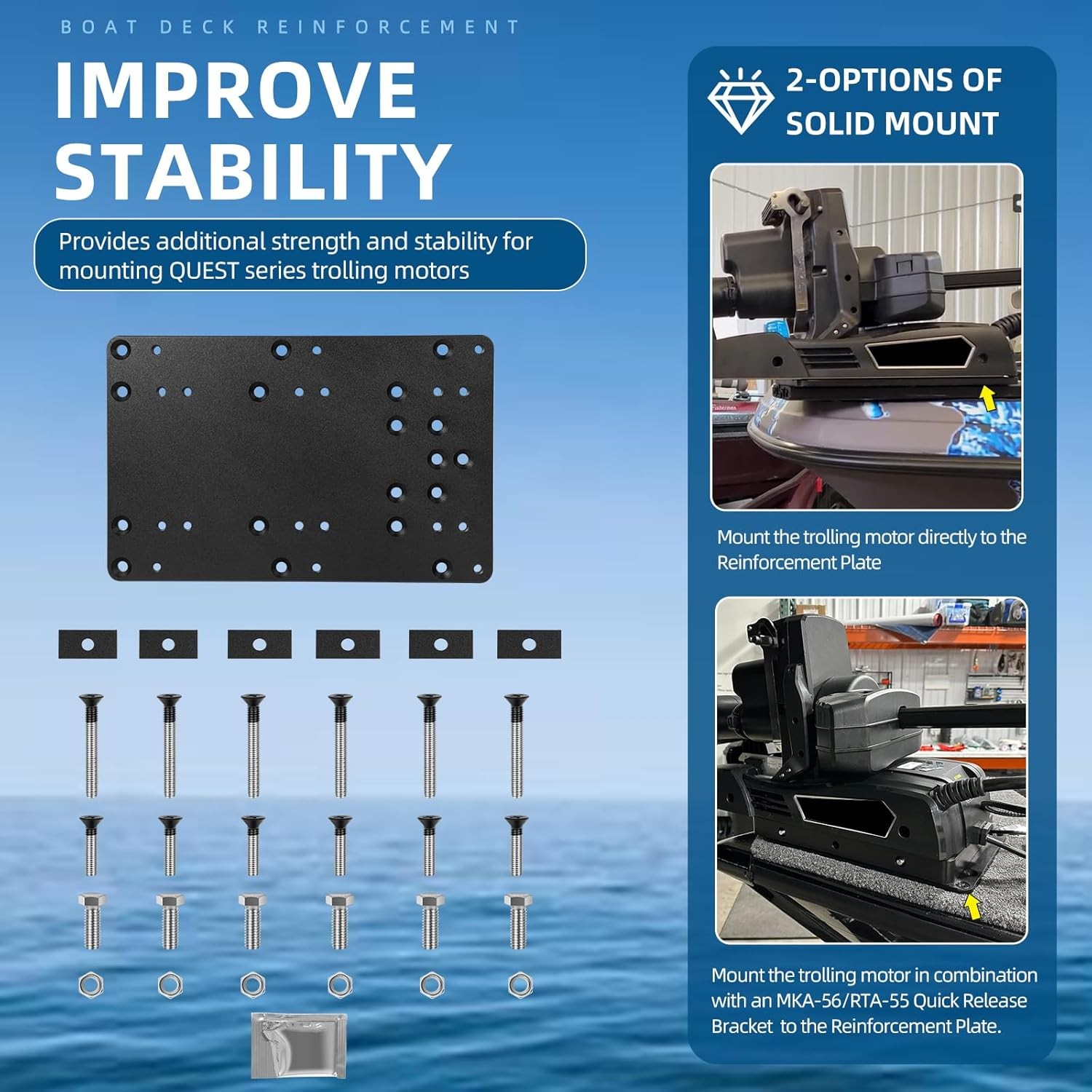 1854058 MKA-58 Boat Deck Reinforcement Kit for Minn Kota QUEST Series Motor