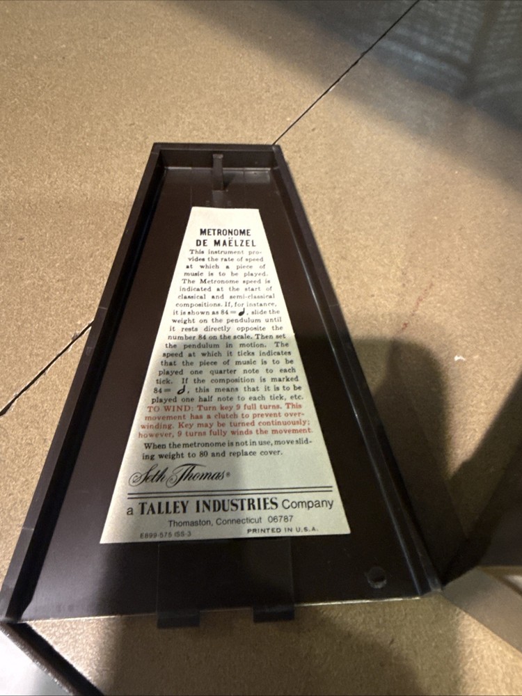 Seth Thomas 1104A Conductor Metronome Working Plastic Wind-up