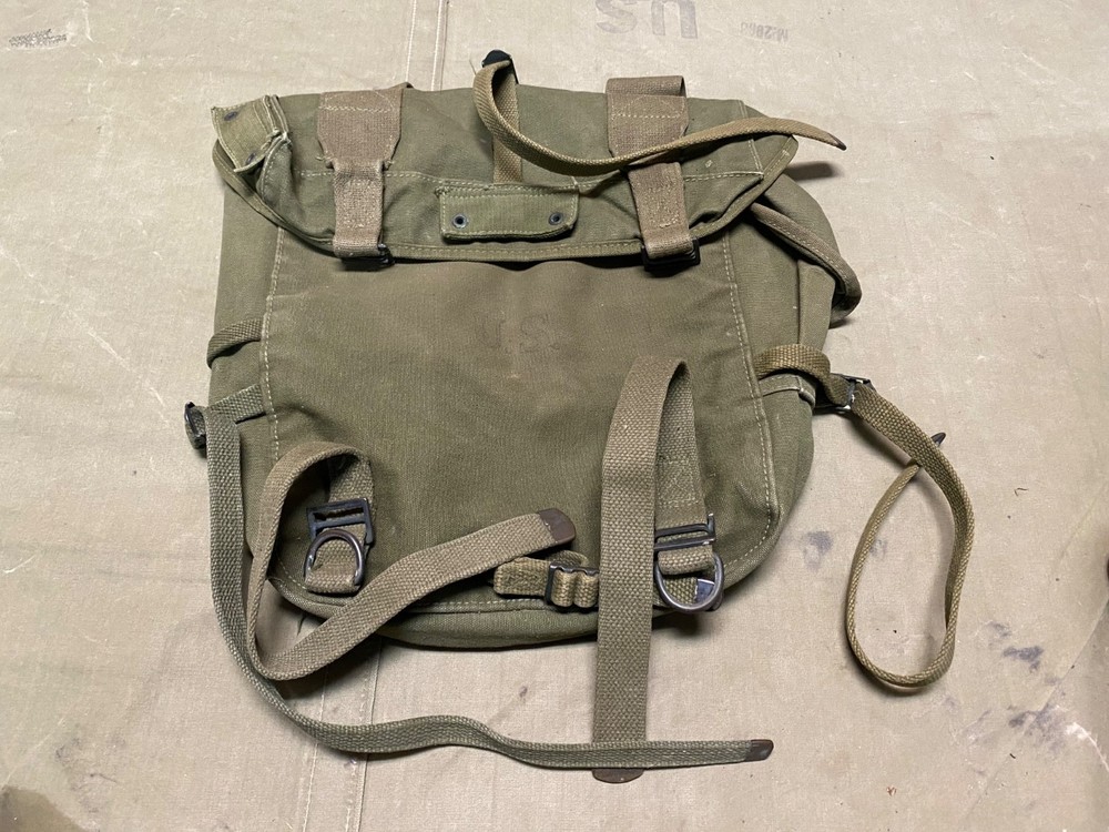 ORIGINAL POST WWII US ARMY M1945 UPPER COMBAT FIELD PACK & SUSPENDERS-OD#7, 1950
