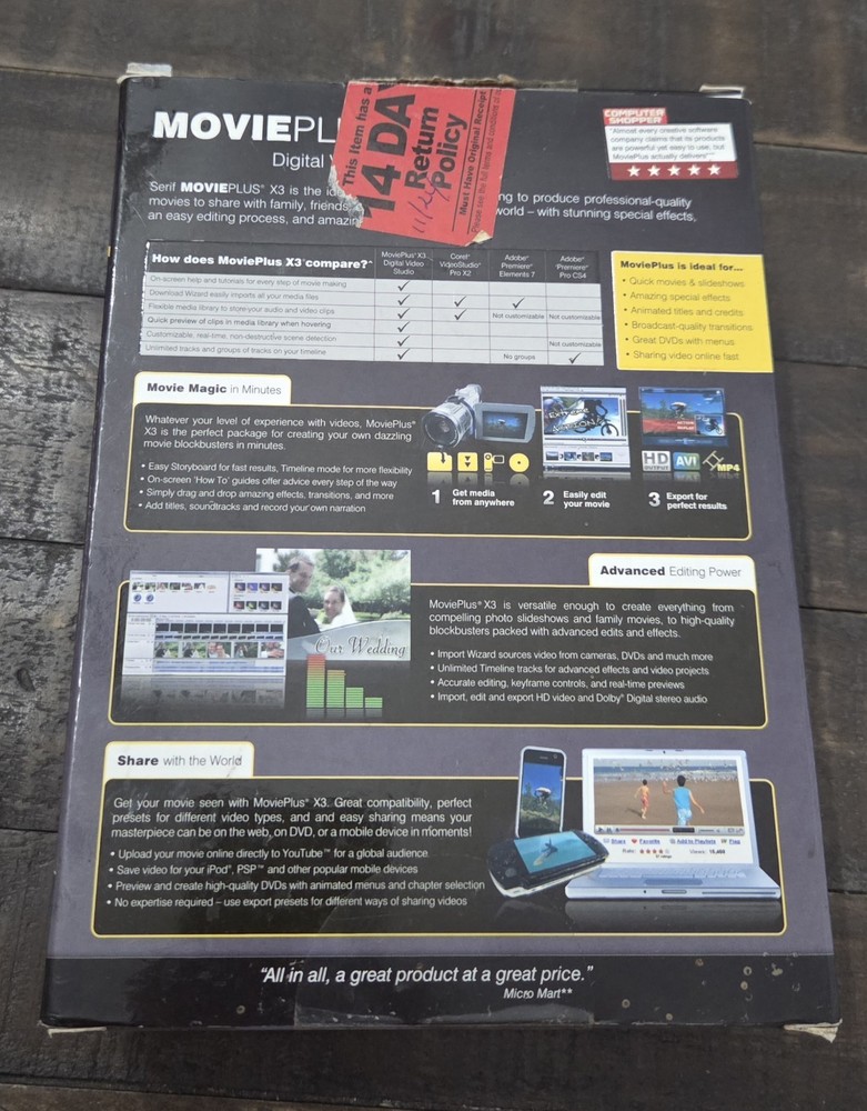Serif Movie Plus X3 Digital Video Studio Computer PC Software Video Editing