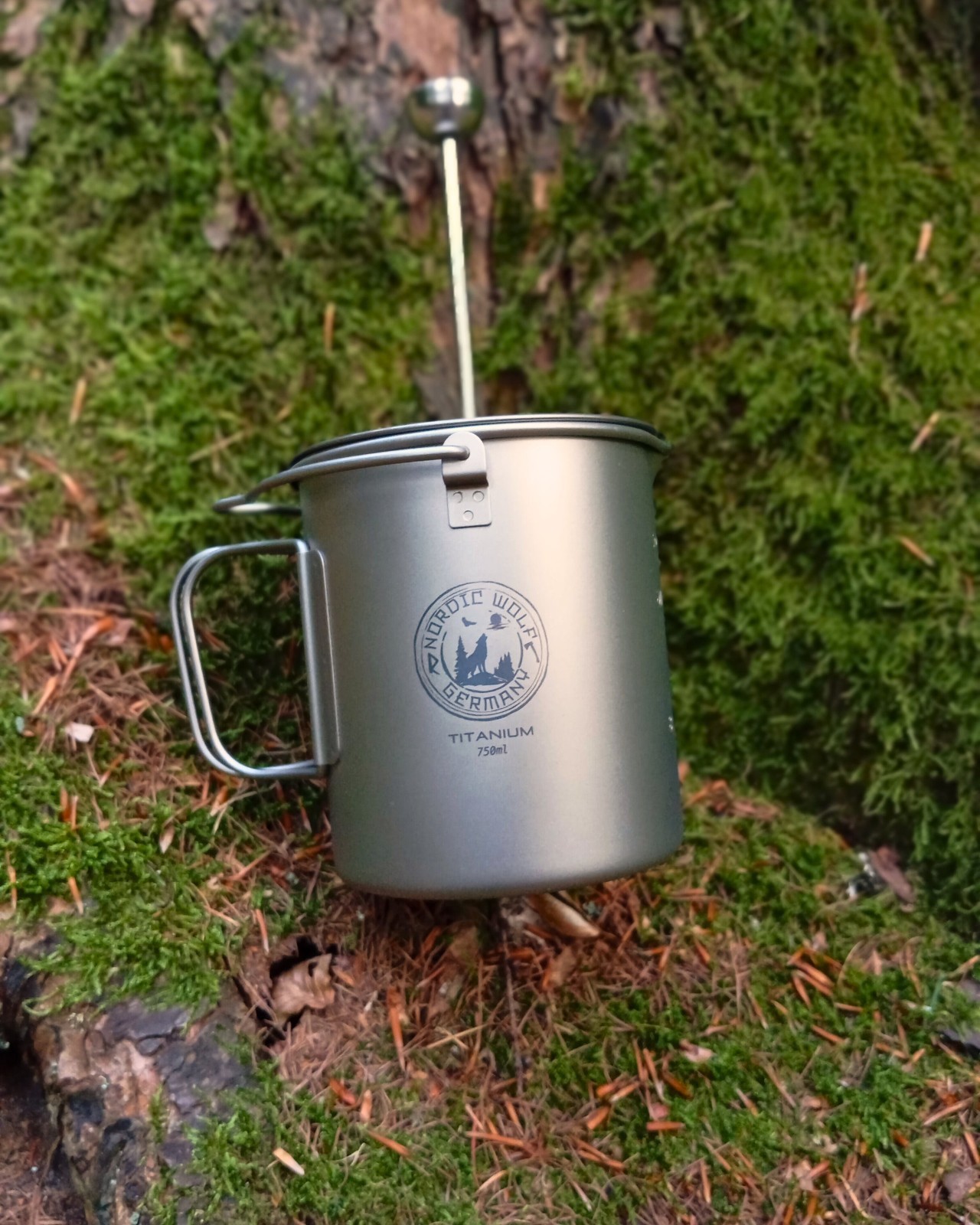 Pot/French Press 750ml - Titanium 3-in-1 Outdoor Coffee Treat Camping Bushcraft