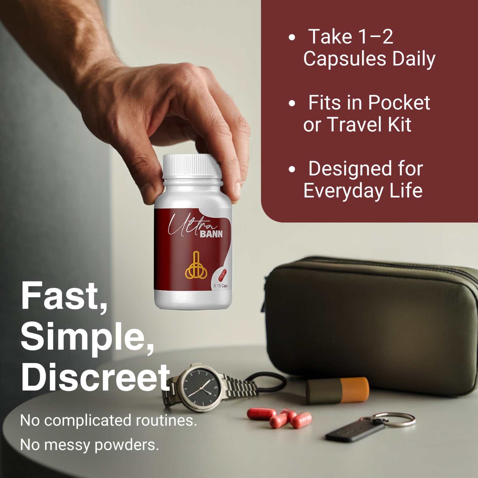 Ultra Bann Vitality Booster for Men – 15 Caps| Natural Testosterone Support