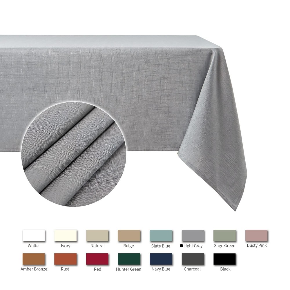 maxmill Rectangle Slubby Textured Tablecloth Waterproof Spillproof Wrinkle Fr...