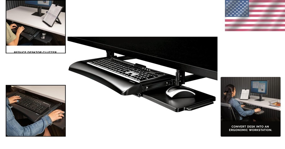 Sturdy Underdesk Keyboard Drawer with Stowable Mouse Tray - Easy Installation