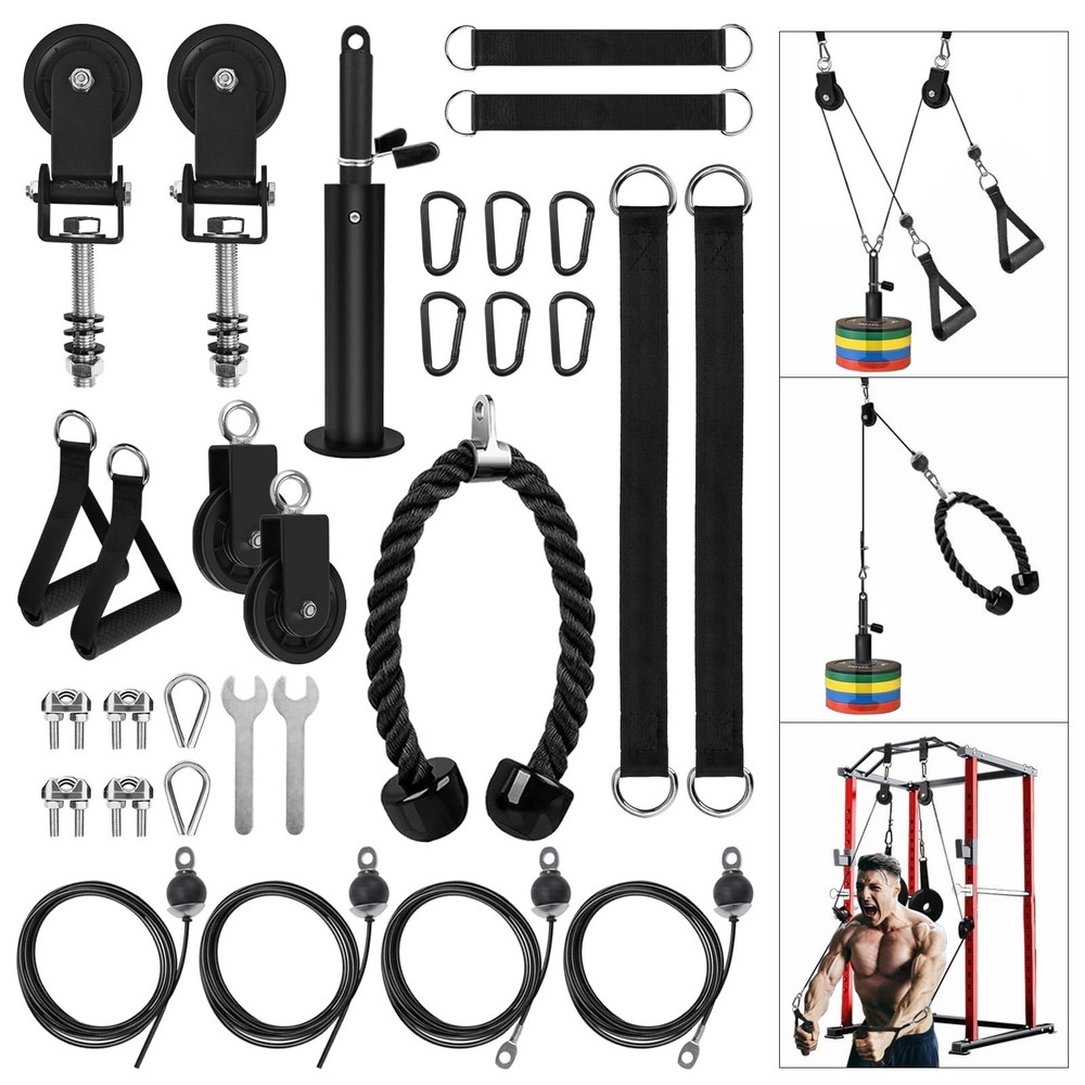 LAT Pulldown Pulley System for Home Gym Cable Machine Pulley Attachment Set P...