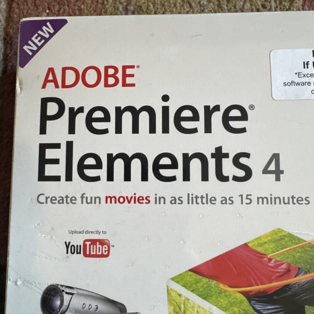 ADOBE PREMIERE ELEMENTS 4 SOFTWARE NEW SEALED PACKAGE YOU TUBE VIDEO EDITING