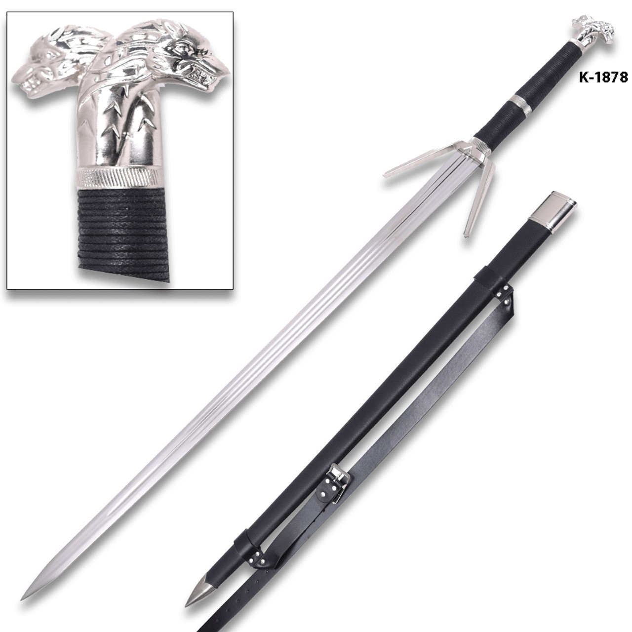 49" Medieval Two Handed Witcher Geralt of Rivia Steel Sword