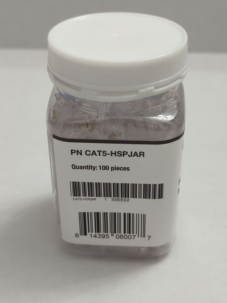 RJ45 Network Cables Modular Plug CAT5e UTP Connector End Pass Through 100 pc Jar