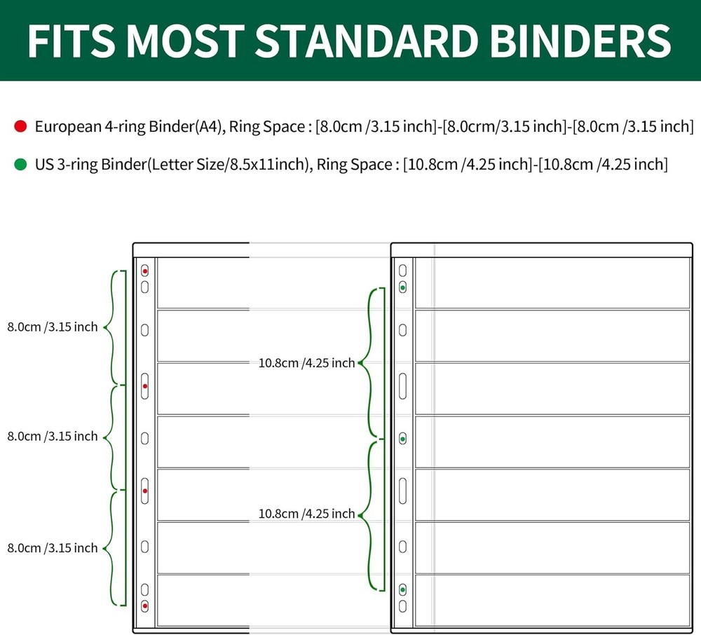 20 Sheets Stamp Pages Collector Stamp Collecting Album Binder Standard 9 Hole