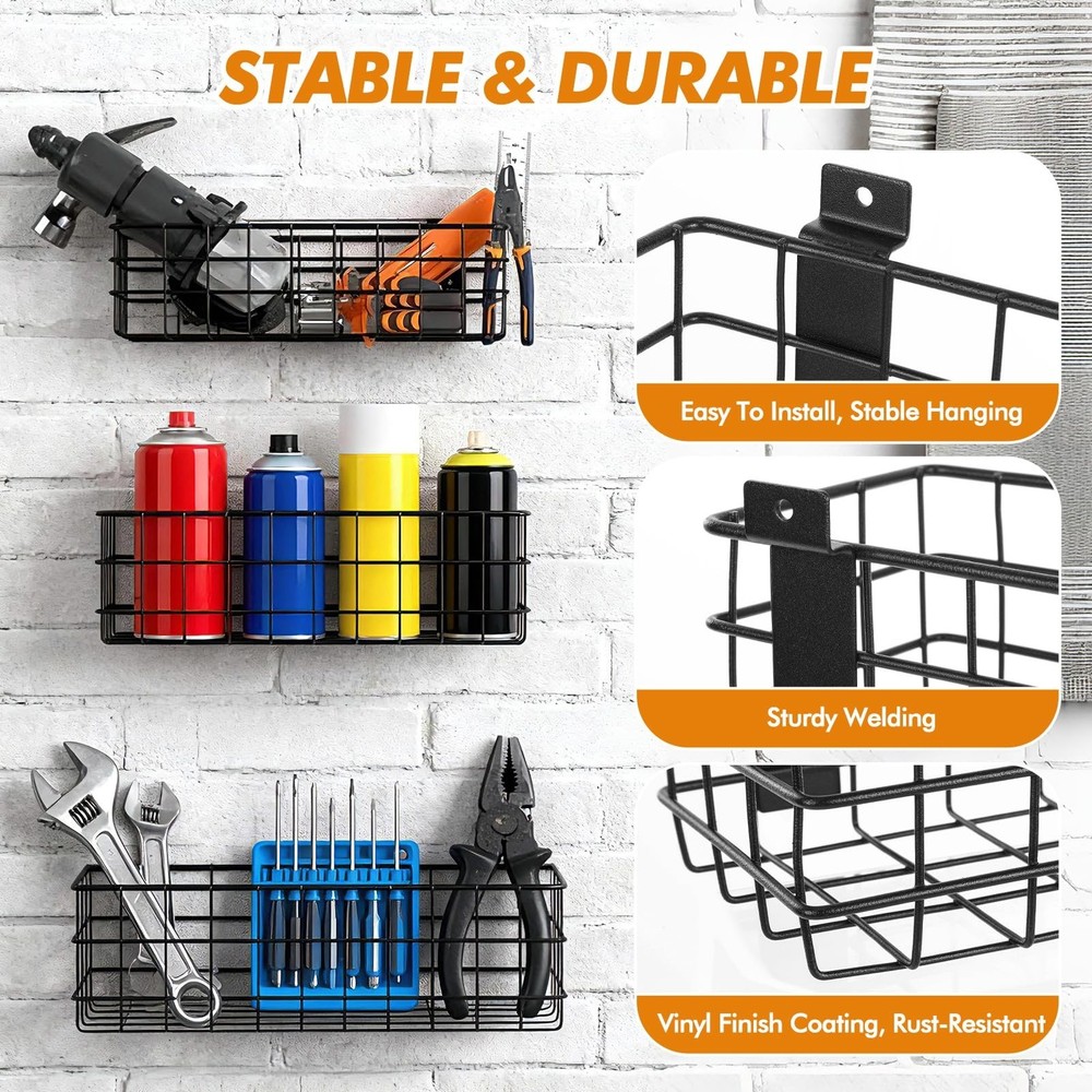 24 Pack Slatwall Accessories Set, Includes 8 Pack 4 Sizes Slat Wall Baskets a...