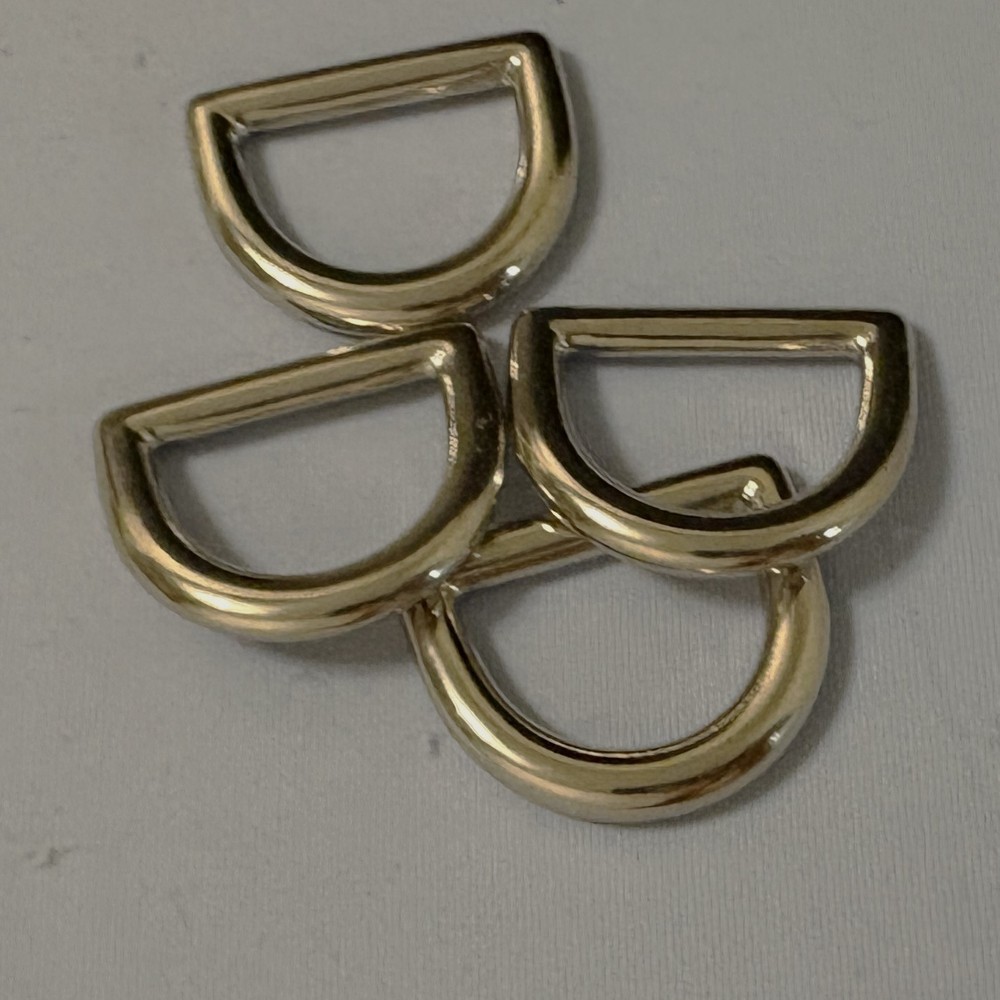 4 Pcs Silver Plated Solid Brass 1" D-Ring Handbag Hardware 10g Heavy Duty