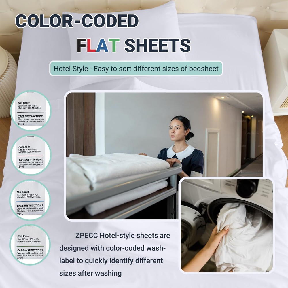 ZPECC King Flat Sheet Only 1 Pack, Durable Teal Top Bed Sheets Hypoallergenic...