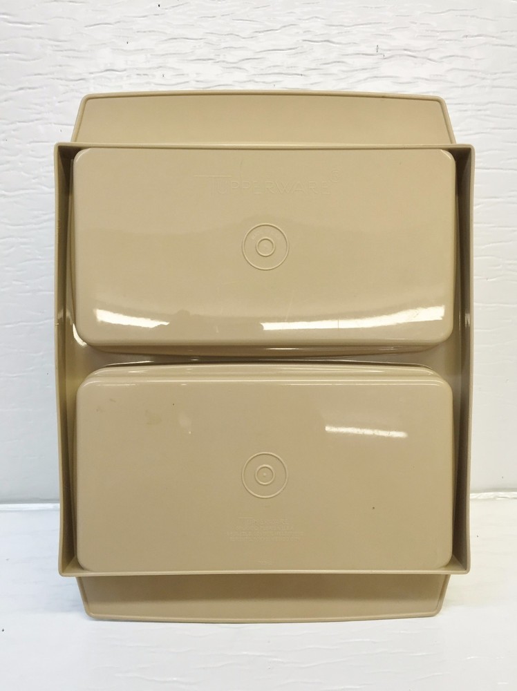 Vintage Tupperware 4 Piece Deviled Egg Carrier Almond #723