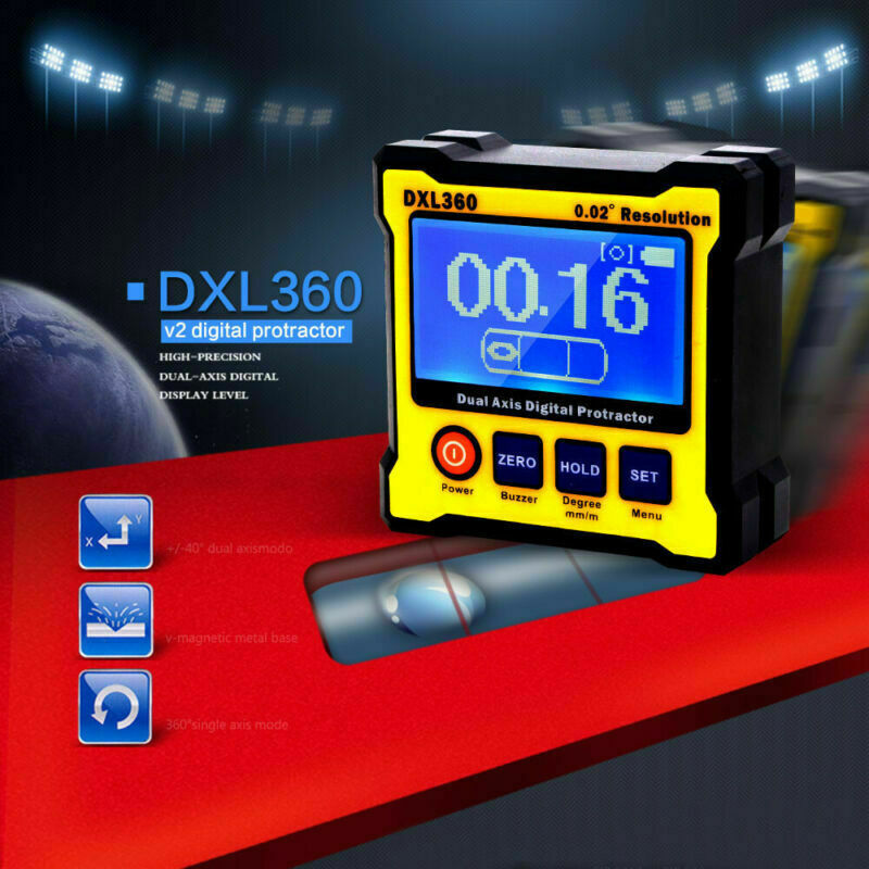 2.76“ Mini Dual Axis Digital Angle Protractor Magnetic Inclinometer Angle Finder