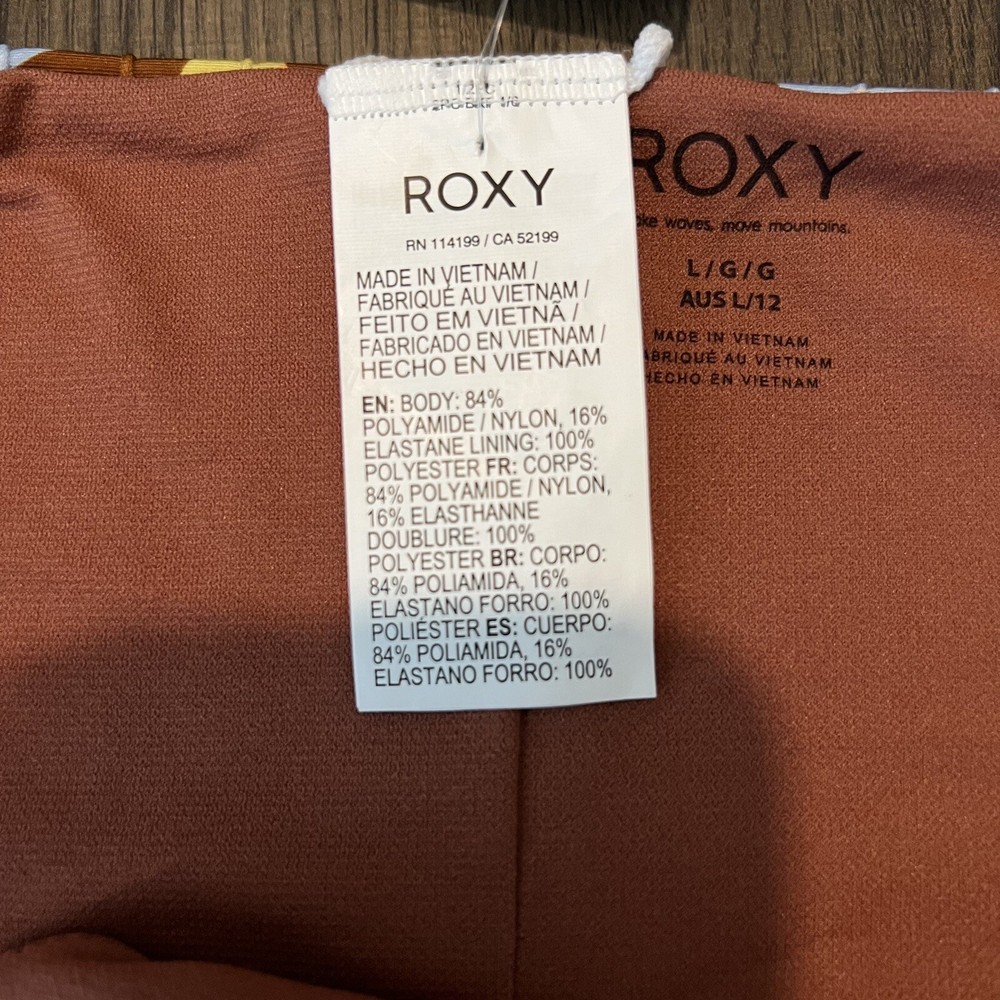 Roxy Floradelic Cheeky Bikini Bottom Size Large Brown NWT