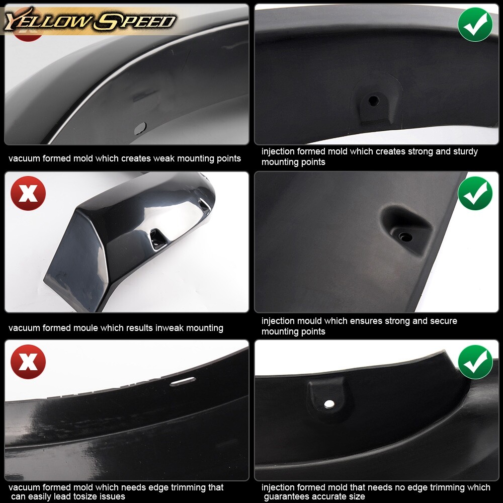 Fit For 2009-2014 Ford F150 Styleside Pocket Rivet Bolt-on Style Fender Flares