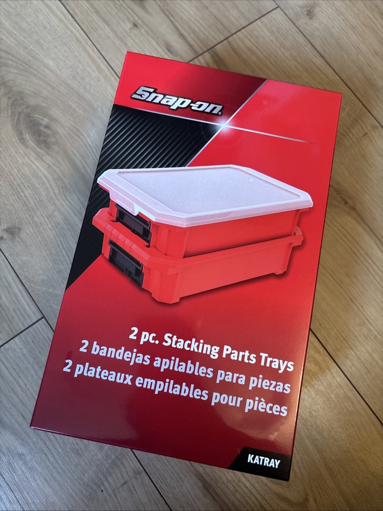 *New* Snap On Tools 2 Pc Stacking Parts Tray Red Container Box KATRAY